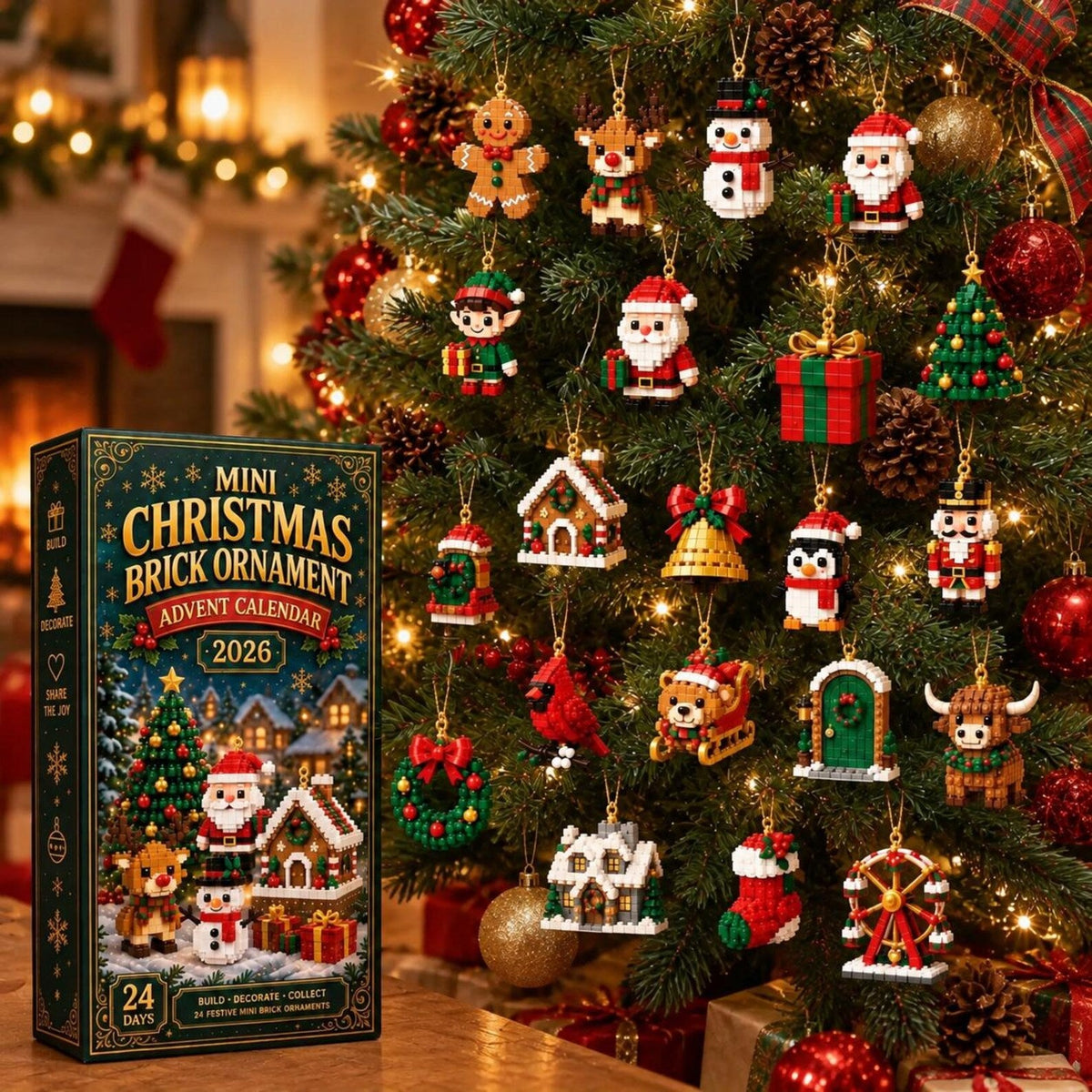 Christmas Advent Calendar, 24-Day Christmas Countdown Calendar, Christmas Tree Hanging Ornaments, Surprise Blind Box for Kids