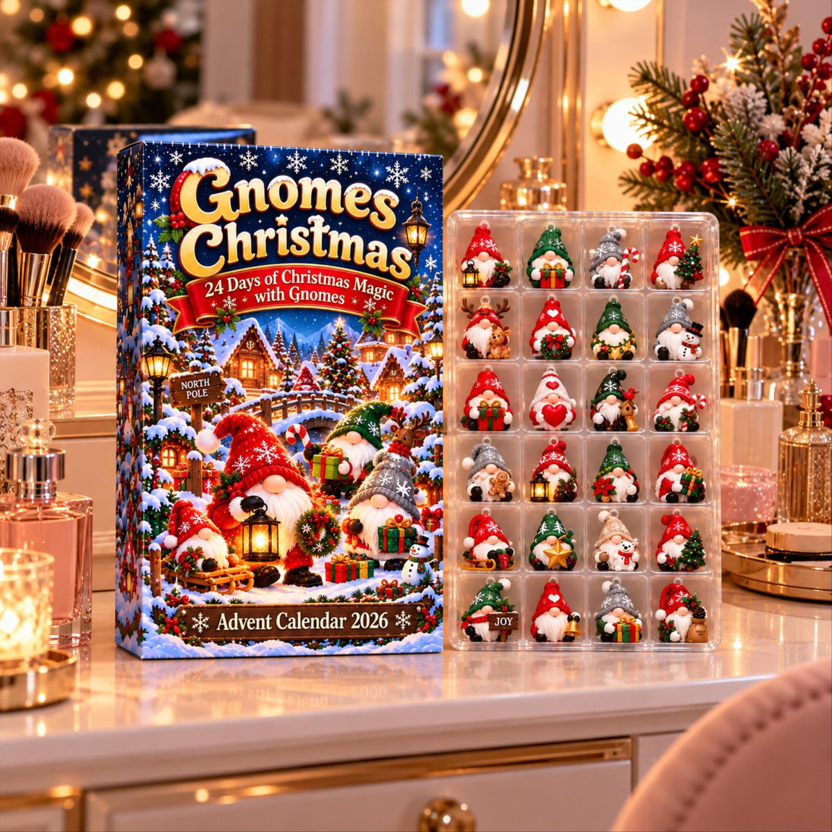 Gnome Advent Calendar 2026, 24 Piece Gnome Ornament Set, Gnome Blind Box Advent Calendar, Cute Gnome Countdown Gift for Home Decor