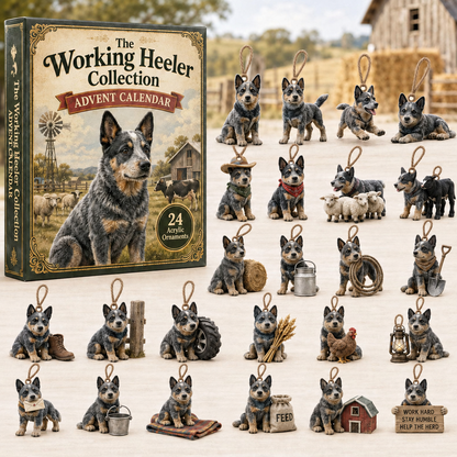 Working Heeler Collection Advent Calendar 2026 - 24-Day Festive Countdown, Acrylic Charms Blind Box - Gift For Dog Lovers