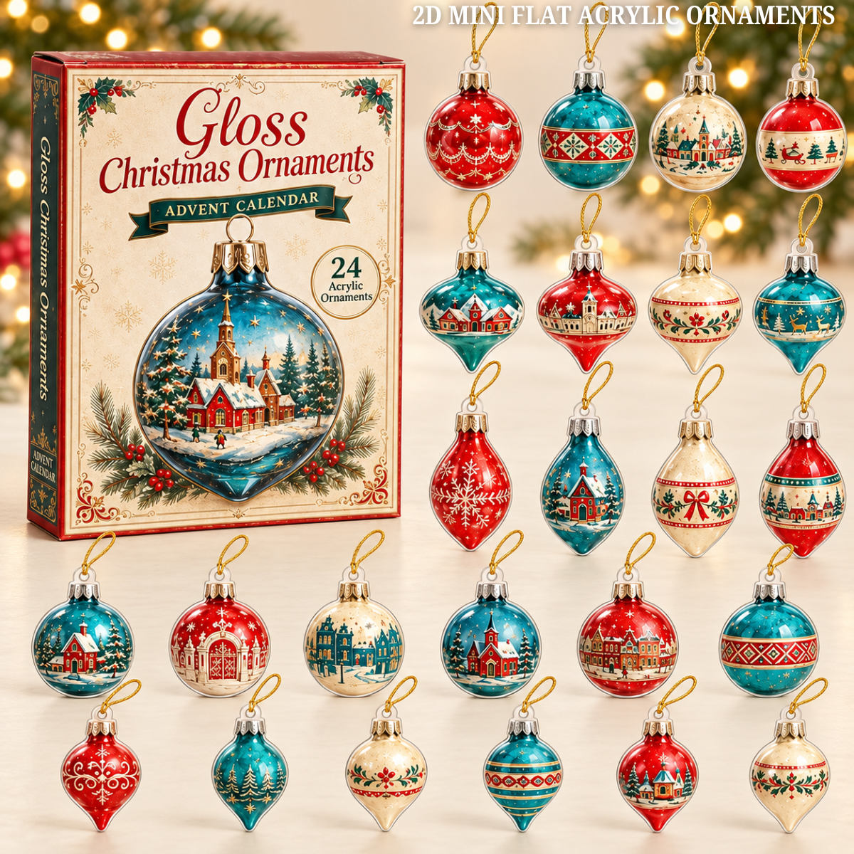 Acrylic Gloss Christmas Advent Calendar 2026 - 24-Day Festive Countdown, Acrylic Charms Blind Box - Gift For Christmas Lovers