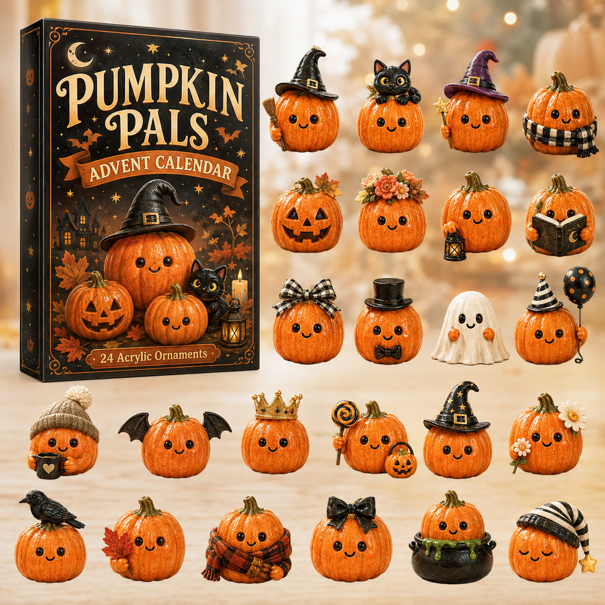 Pumpkin Pals Advent Calendar 2026 - 24 Day Spirits Countdown, Acrylic Charms Blind Box - Gift For Pumpkin Lovers