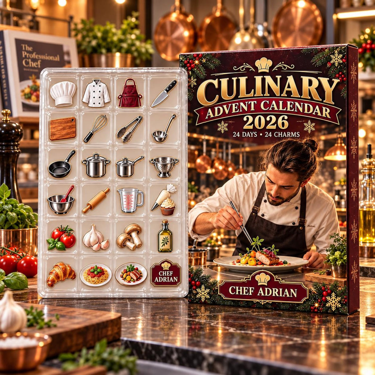 Personalized Culinary Advent Calendar: Custom Chef Blind Box, 24 Charms