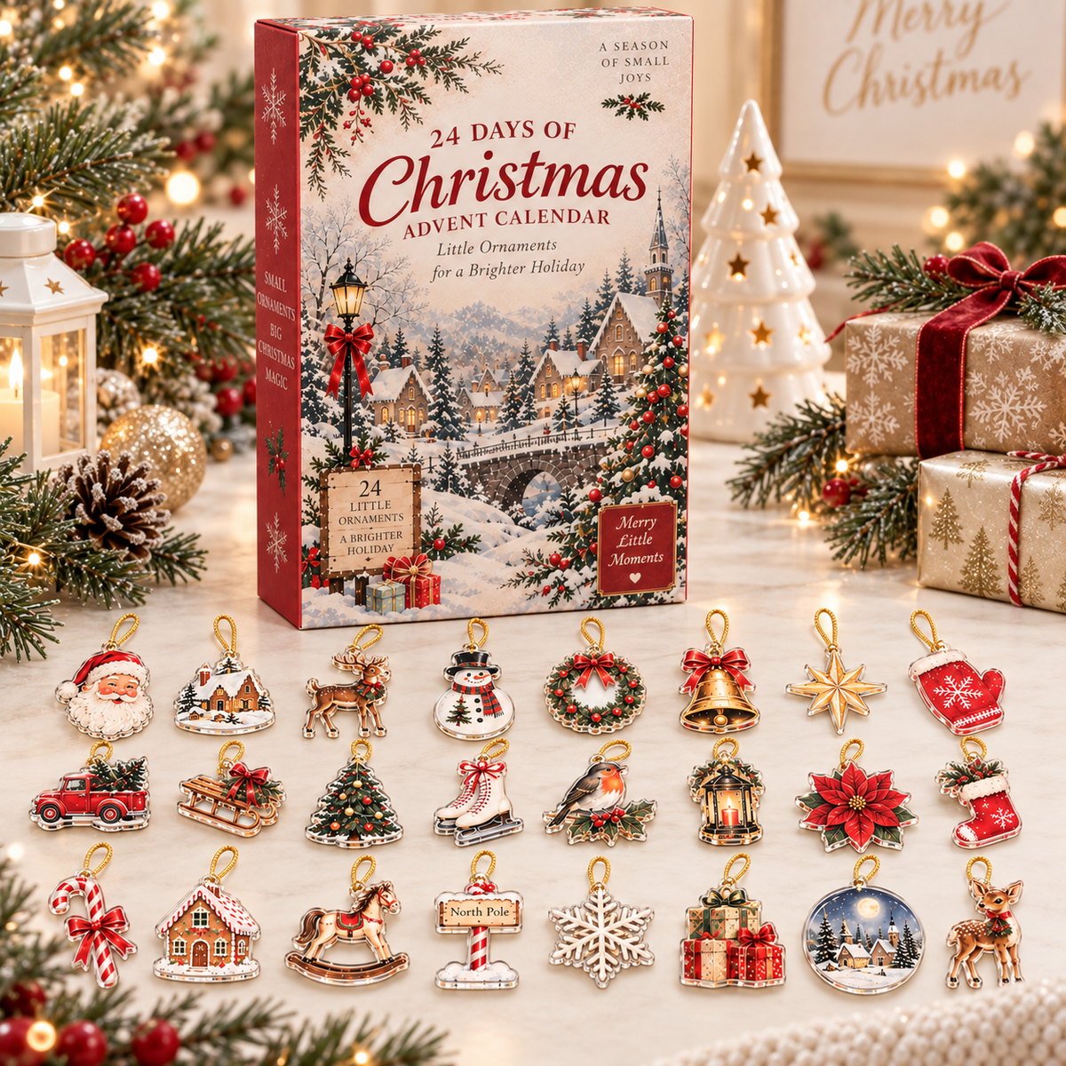 2026 Christmas Advent Calendar with 24 Mini Ornaments, 24 Days of Christmas Countdown Calendar, Festive Holiday Keepsake Decorations, Christmas Gift for Kids, Families & Ornament Lovers