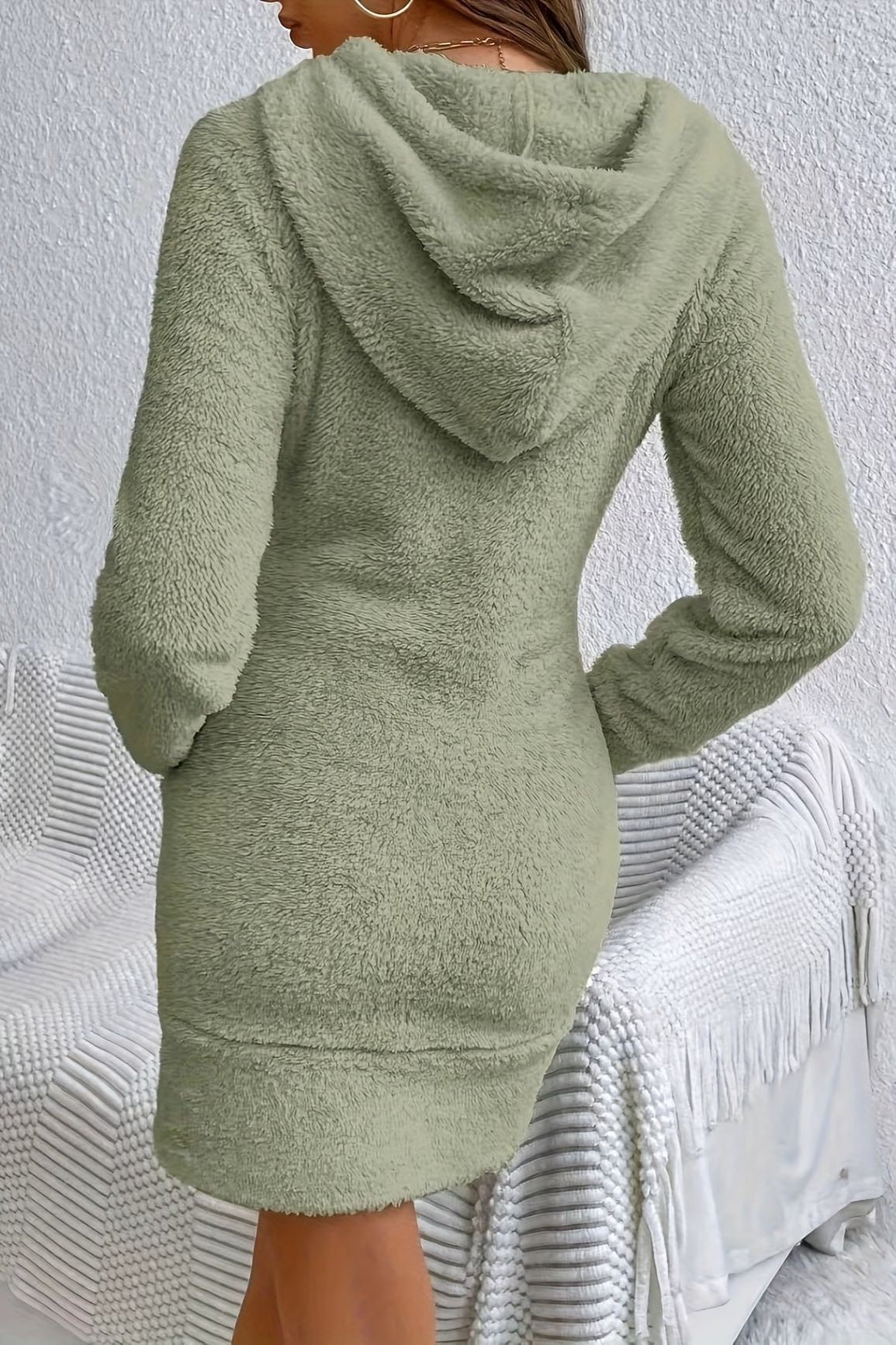 Plush Fleece Hooded Mini Dress