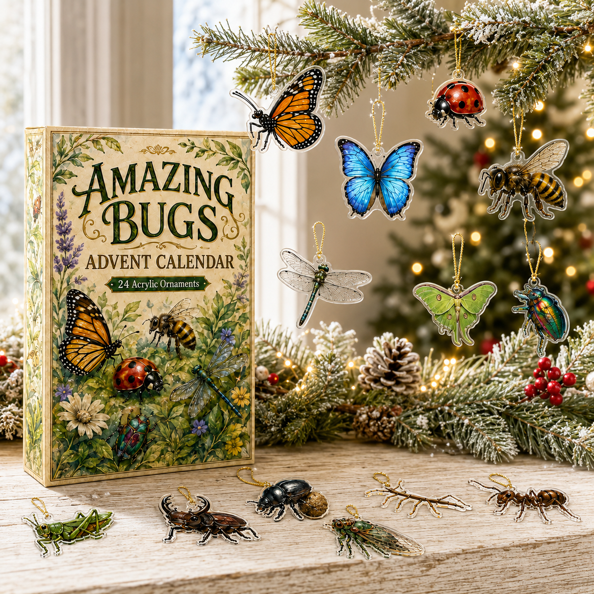 Amazing Bugs Advent Calendar 2026 - 24-Day Festive Countdown, Acrylic Charms Blind Box - Gift For Bug Lovers