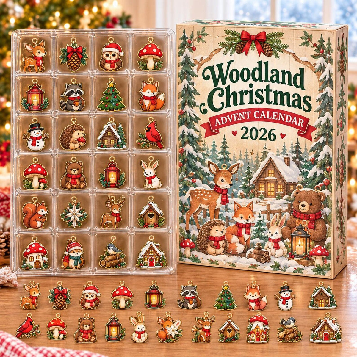 Woodland Christmas Advent Calendar 2026, Forest Animal Countdown, Christmas Decor, Woodland Holiday Gift, Nature Lover Ornament Set