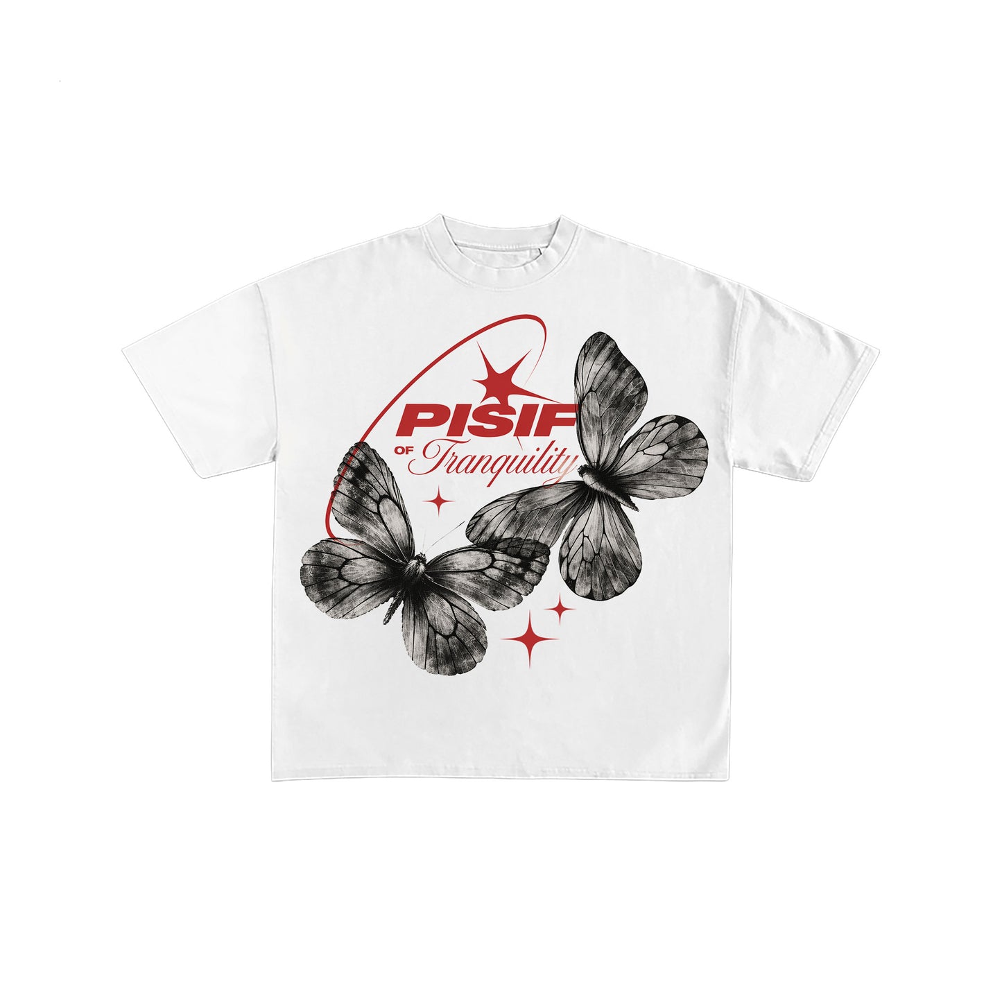 Tranquility Butterfly Graphic Oversized White T-Shirt