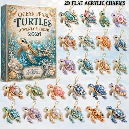 Pearl Sea Turtle Voyage Advent Calendar 2026 - 24-Day Festive Countdown, Acrylic Charms Blind Box - Gift For Turtle Lovers