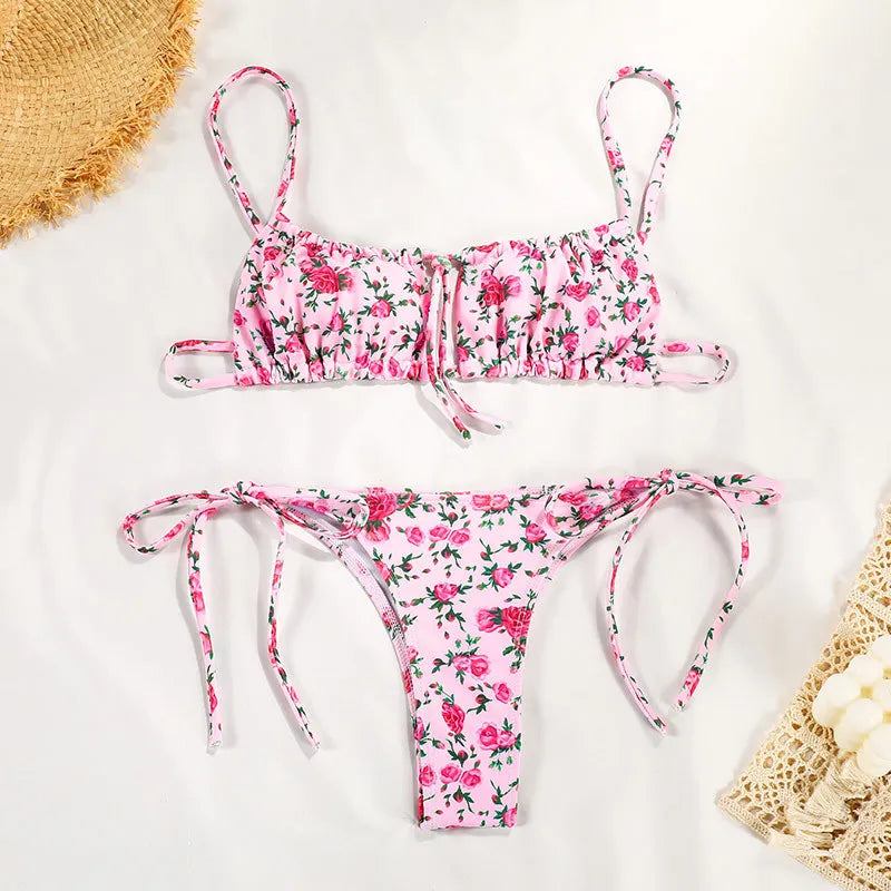 Women's Printed Strap Two-Piece Bikini Swimsuit