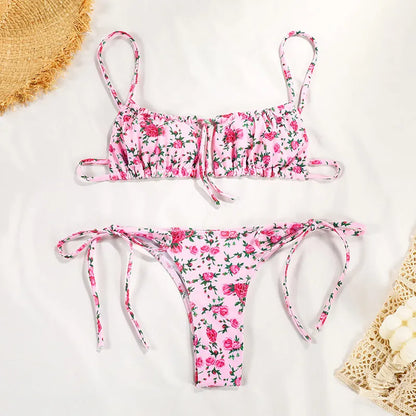 Women's Printed Strap Two-Piece Bikini Swimsuit