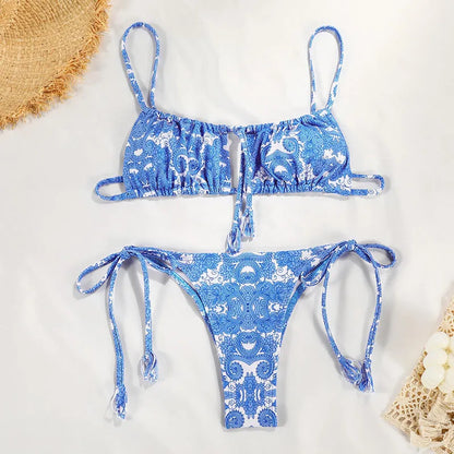 Women's Printed Strap Two-Piece Bikini Swimsuit