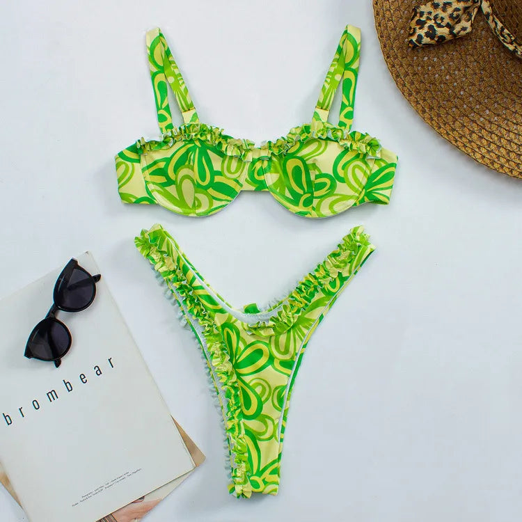 Women's Split Strap Bikini Halter Swimsuit