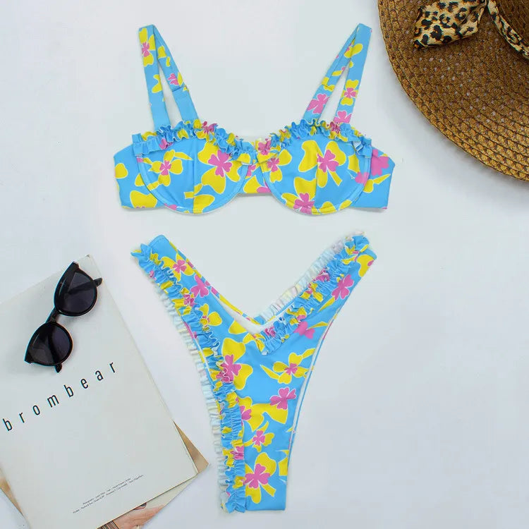Women's Split Strap Bikini Halter Swimsuit