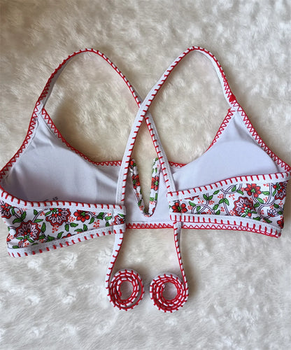 V-Neck Embroidery Floral European & American Swimsuit