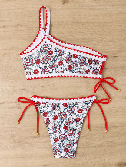 Women's Sexy One-Shoulder Two-Piece Bikini Swimsuit