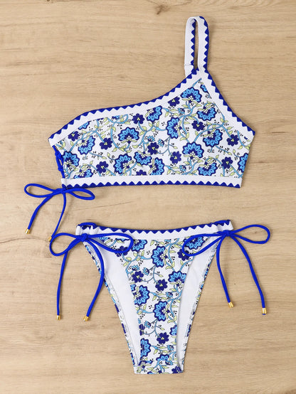 Women's Sexy One-Shoulder Two-Piece Bikini Swimsuit