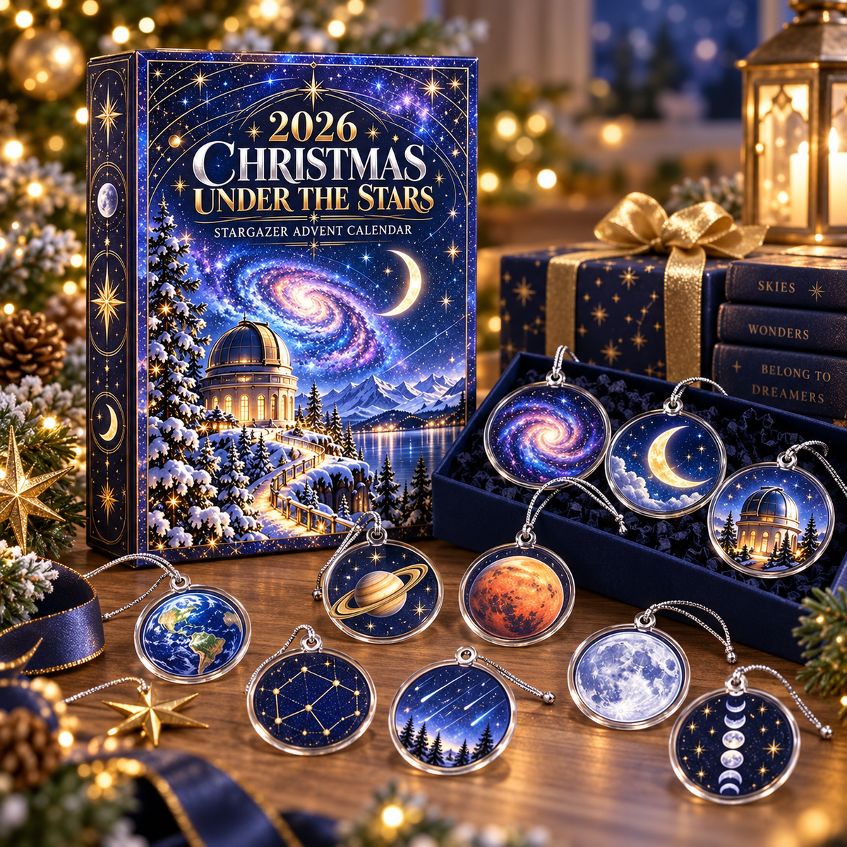 2026 Christmas Under The Stars Stargazer Advent Calendar With Celestial Ornaments, Unique Space Theme Holiday Countdown Gift