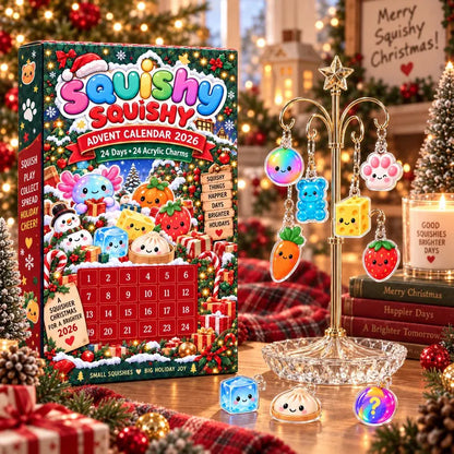 2026 Squishy Advent Calendar, 24-Day Christmas Countdown Box, 24 Acrylic Squishy Charms, Kawaii Mystery Collectible Calendar
