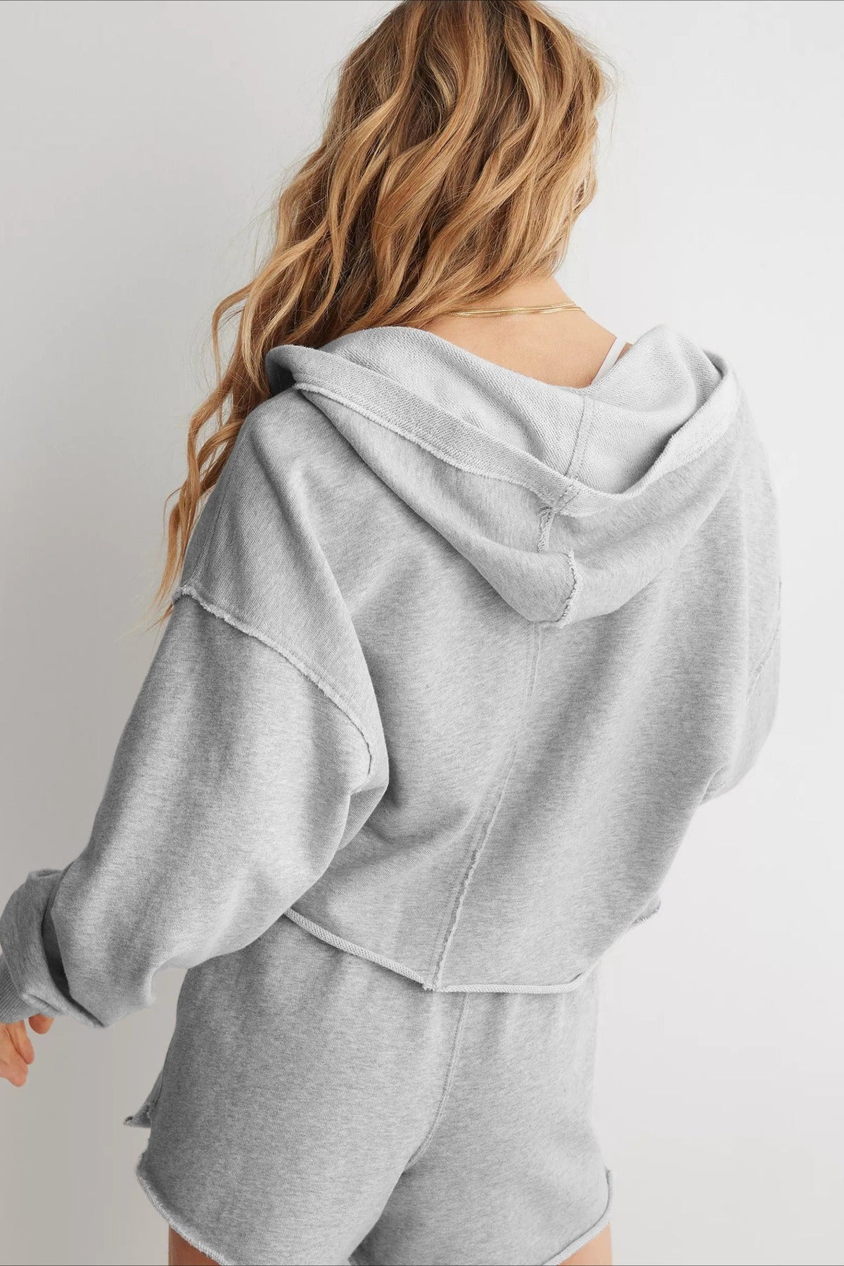 Relaxed V Neck Collared Pullover Sweatshirt