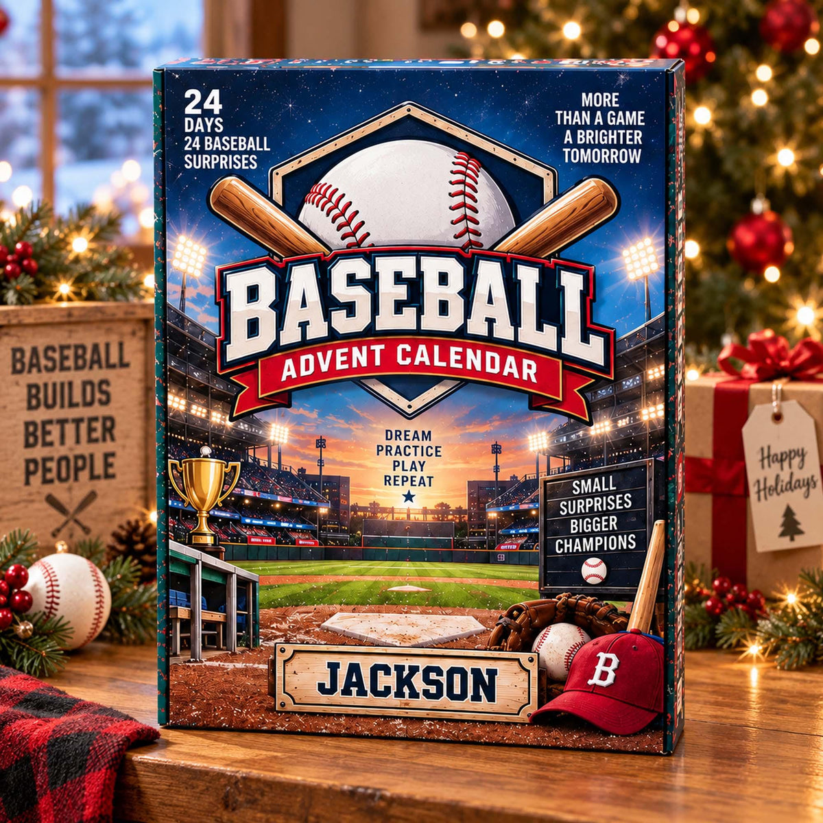 Personalized Baseball Advent Calendar 2026, Custom Baseball Blind Box, 24 Day Christmas Countdown with Baseball Tokens, Xmas Countdown Gifts
