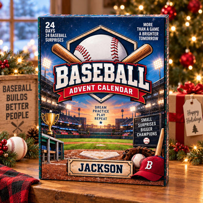 Personalized Baseball Advent Calendar 2026, Custom Baseball Blind Box, 24 Day Christmas Countdown with Baseball Tokens, Xmas Countdown Gifts