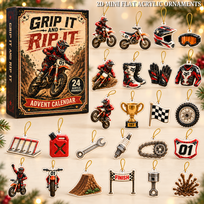 Motocross Action Advent Calendar 2026 - 24-Day Festive Countdown, Acrylic Charms Blind Box - Gift For Motor Lovers