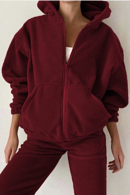 Fleece Full Zip Hoodie Jogger Set