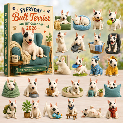 Everyday Bull Terrier Advent Calendar 2026 - 24-Day Festive Countdown, Acrylic Charms Blind Box - Gift For Bull Terrier Lovers
