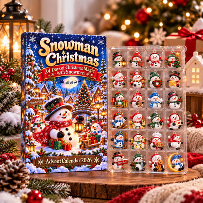Snowman Advent Calendar 2026, 24 Piece Snowman Ornament Set, Snowman Blind Box Advent Calendar, Cute Snowman Countdown Gift for Home Decor