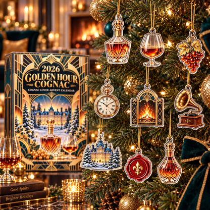 2026 Golden Hour Cognac Lover Advent Calendar, Luxury Whiskey Countdown, Christmas Holiday Gift For Men, Unique Bar Decor