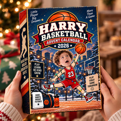 Personalized Basketball Advent Calendar, Custom Photo & Name, Christmas Gift for Basketball Player