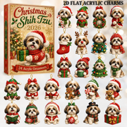 Christmas Shih Tzu Advent Calendar 2026 - 24-Day Festive Countdown, Acrylic Charms Blind Box - Gift For Shih Tzu Lovers