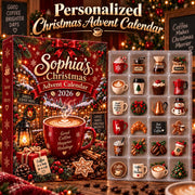 Personalized Coffee Advent Calendar, Custom Name, 24 Acrylic Coffee Charms, Christmas Countdown 2026