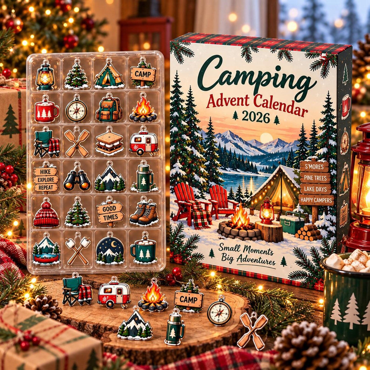 Camping Advent Calendar 2026, Christmas Countdown Gift, Outdoor Adventure Decor, Camping Lover Gift, Camper Christmas Ornament Set