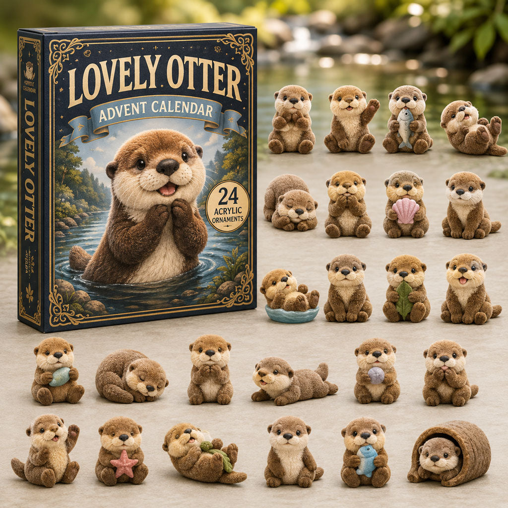 Lovely Otter Advent Calendar 2026 - 24-Day Festive Countdown, Acrylic Charms Blind Box - Gift For Otter Lovers