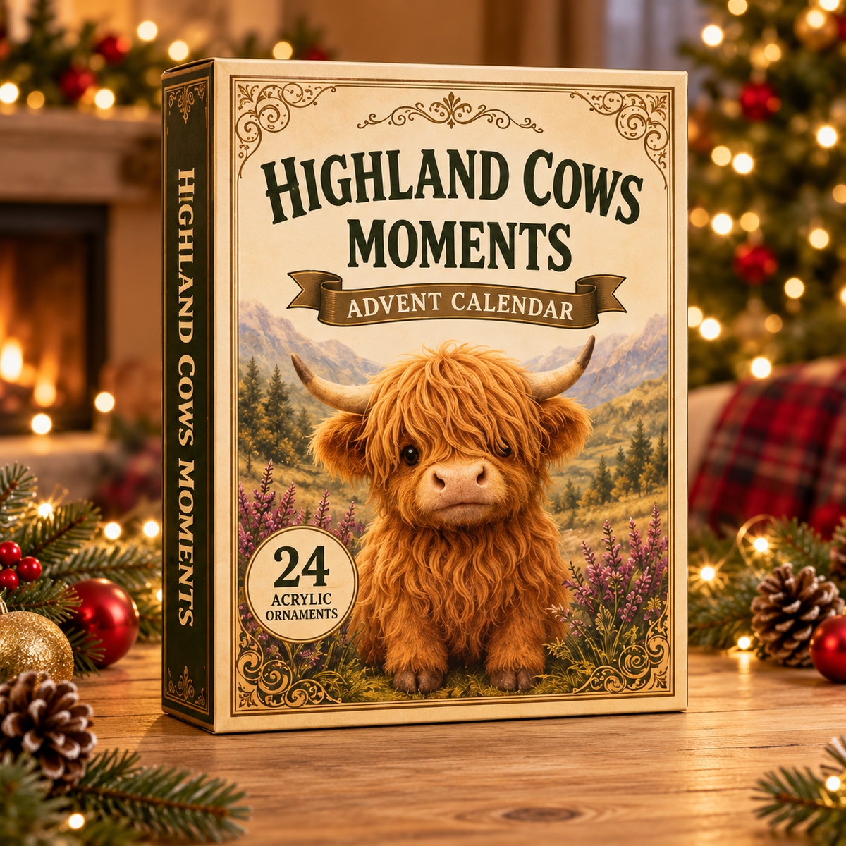 Highland Cow Moments Advent Calendar 2026 - 24-Day Festive Countdown, Acrylic Charms Blind Box - Gift For Cow Lovers