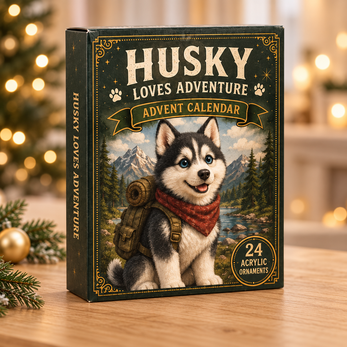 Husky Winter Adventure Advent Calendar 2026 - 24-Day Festive Countdown, Acrylic Charms Blind Box - Gift For Dog Lovers