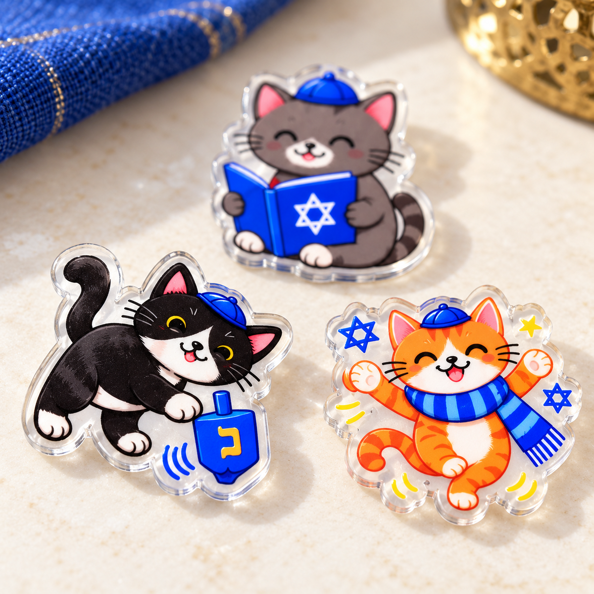 Hanukkah Advent Calendar: Personalized Christmas Countdown Box, Blue Paper and Acrylic