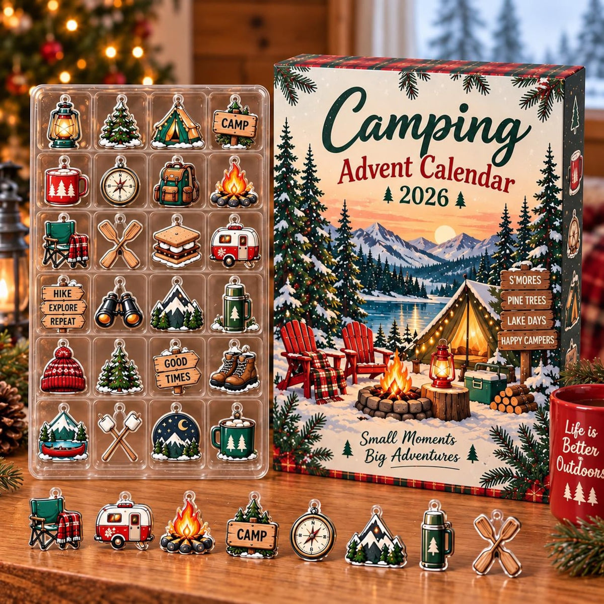 Camping Advent Calendar 2026, Christmas Countdown Gift, Outdoor Adventure Decor, Camping Lover Gift, Camper Christmas Ornament Set