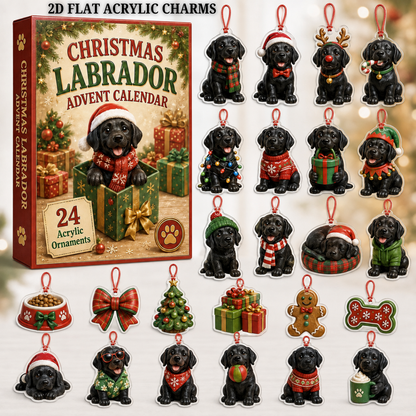 Christmas Black Labrador Advent Calendar 2026 - 24-Day Festive Countdown, Acrylic Charms Blind Box - Gift For Labrador Lovers