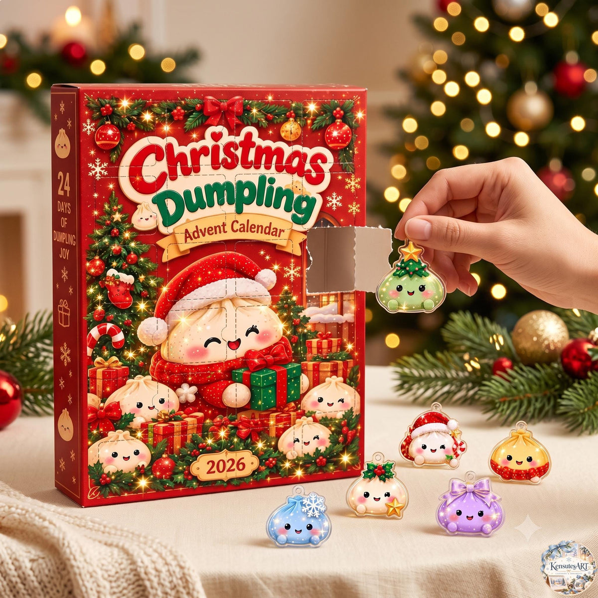 Dumpling Squishy Advent Calendar 2026 | 24 Day Christmas Countdown with Personalized 2D Ornament