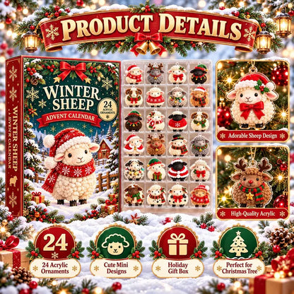 Sheep Advent Calendar 2026, 24 Acrylic Christmas Ornaments, Cute Holiday Countdown, Farm Animal Keepsake Set, Kids Christmas Gift, GIFT 2026