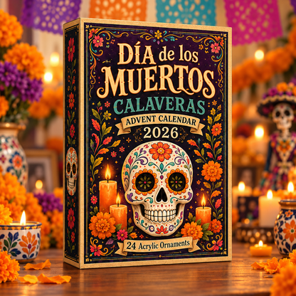 Dia de los Muertos Calaveras Advent Calendar 2026 - 24-Day Festive Countdown, Acrylic Charms Blind Box - Gift For Family & Friends