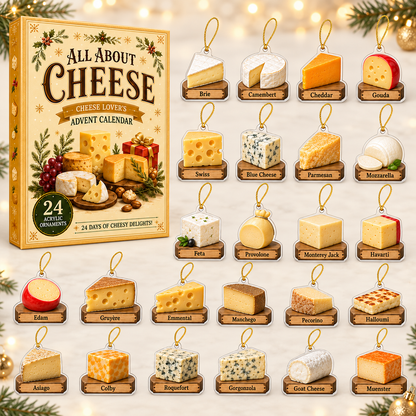 All About Cheese Advent Calendar 2026 - 24-Day Festive Countdown, Acrylic Charms Blind Box - Gift For Cheese Lovers