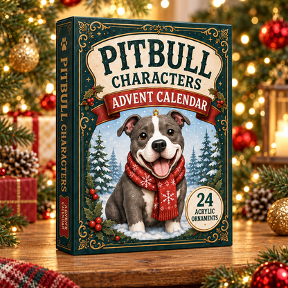 Pitbull Characters Advent Calendar 2026 - 24-Day Festive Countdown, Acrylic Charms Blind Box - Gift For Pitbull Lovers