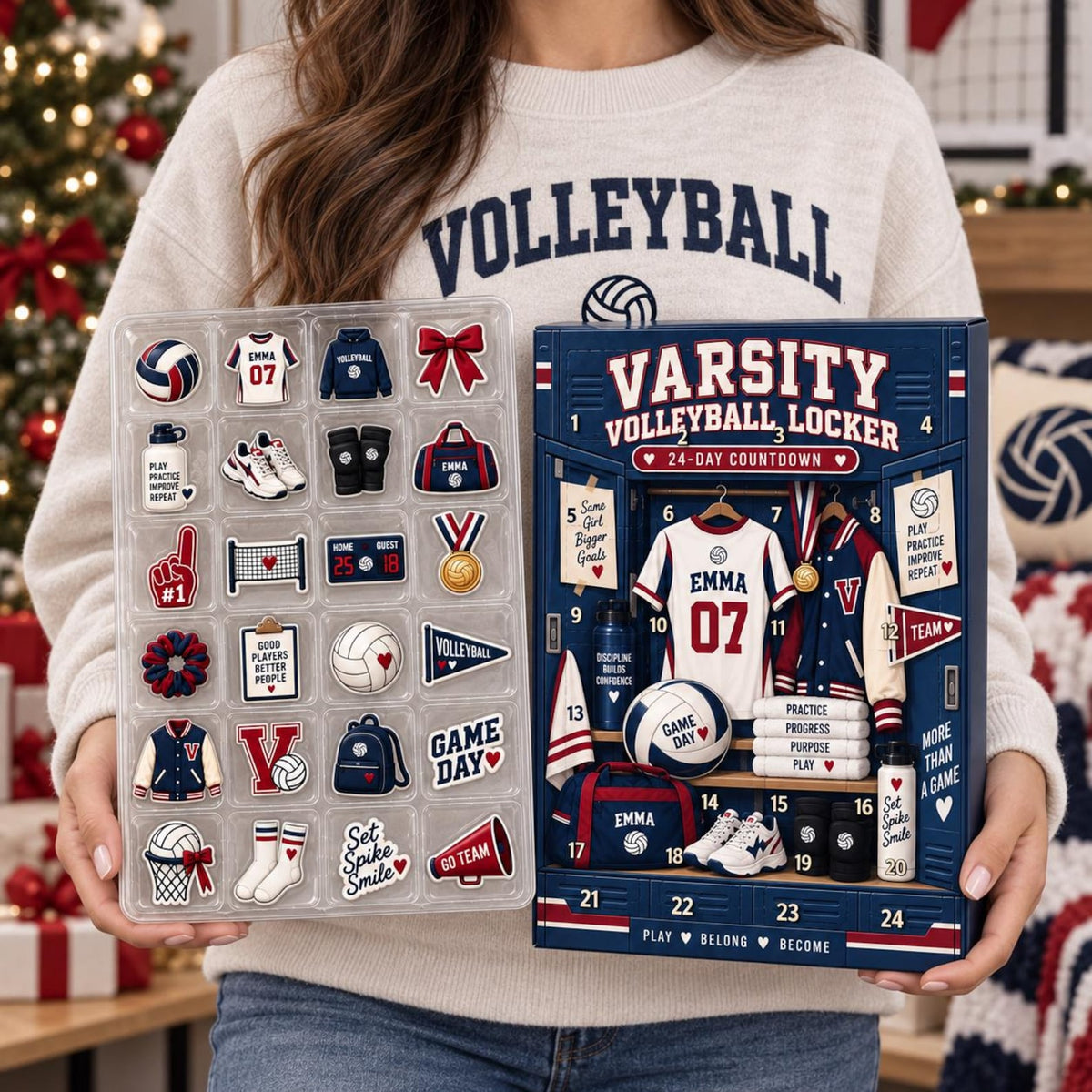 Personalized Volleyball Advent Calendar, 24 Day Sports Countdown, Custom Name Athlete Gift YAA.CAN