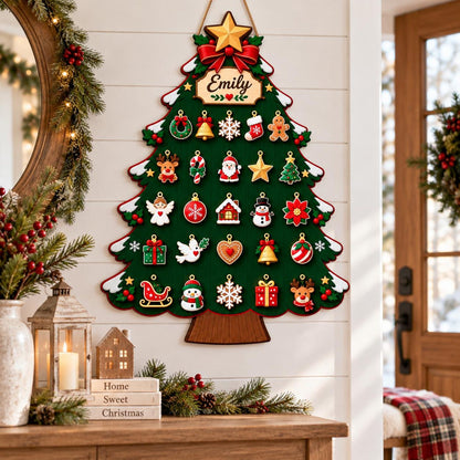 Wooden Advent Calendar Christmas Tree, Personalized 24 Days Reusable Countdown Tree, Christmas Countdown Calendar, Kids Holiday Gift
