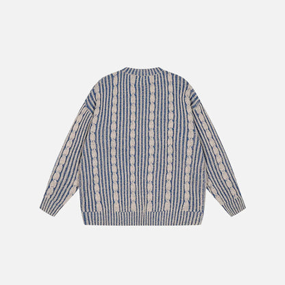 Retro Vintage Striped Loose Knit Sweater