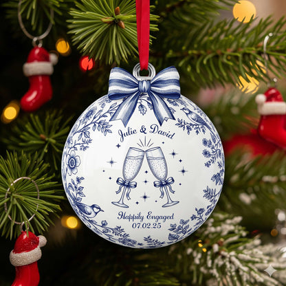 Happily Engaged Couple Ornament - Personalized Christmas Gifts 01PGLU060925