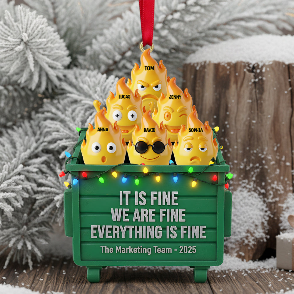 Personalized Funny Gifts For Coworkers Christmas Dumpster Fire Ornament 06natn101125